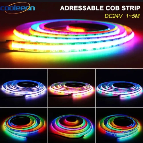 Светодиодная лента адресная RGB COB, 720 led, 24V, 21W, IP20, комплект