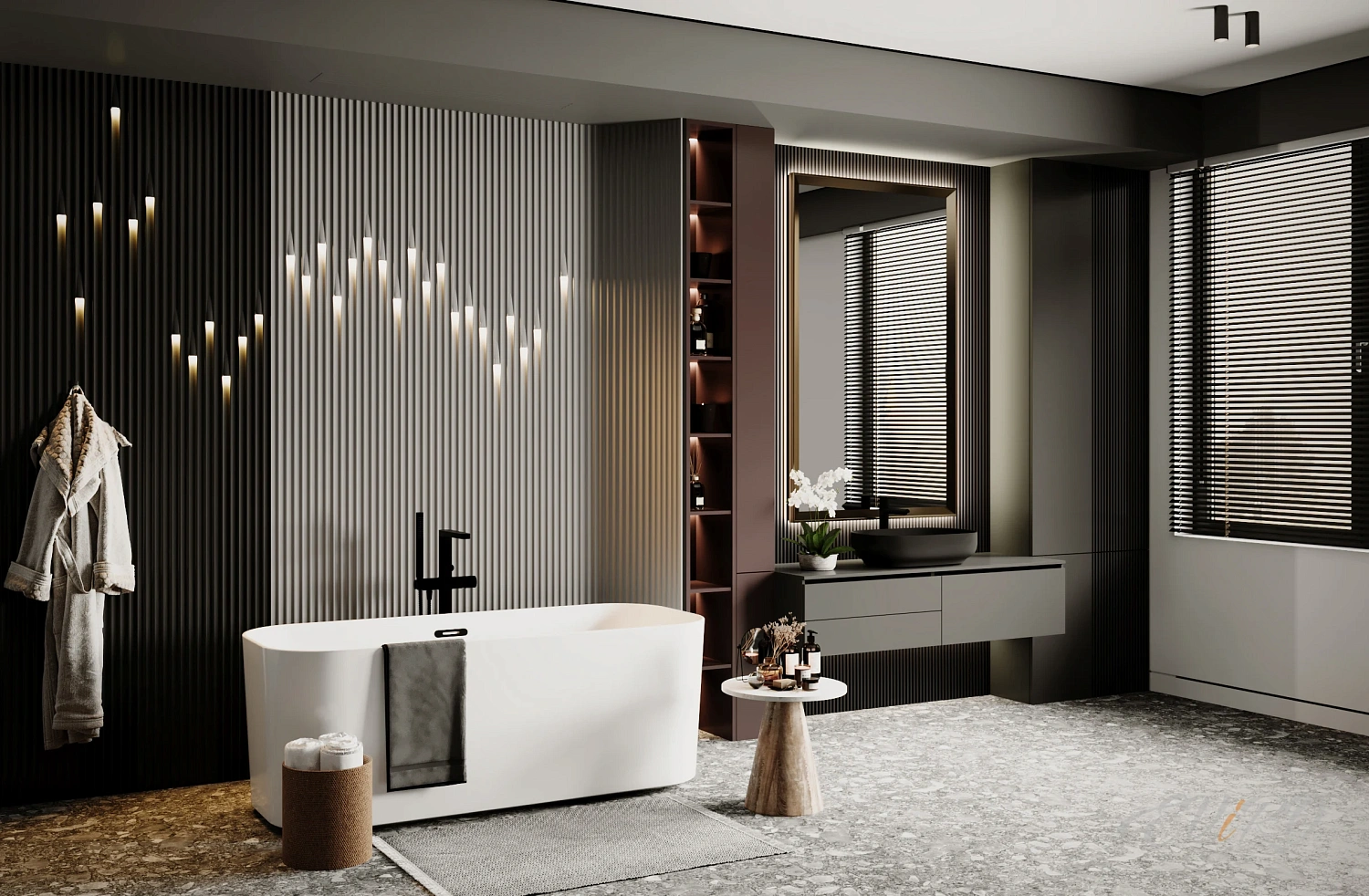 Вариант 9. Дизайнерские панели с подсветкой в ванной